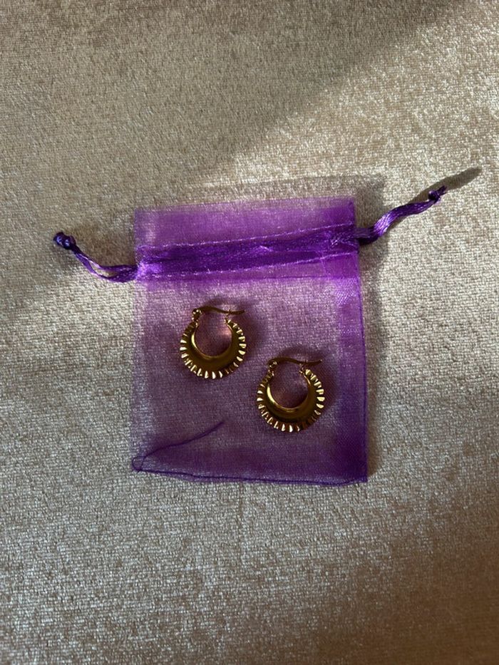 Boucles d’oreilles texturé en acier inoxydable