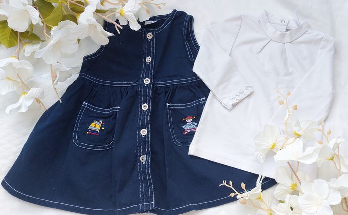 Robe bleue marine et Sous pull pailletés 12 mois - photo numéro 2
