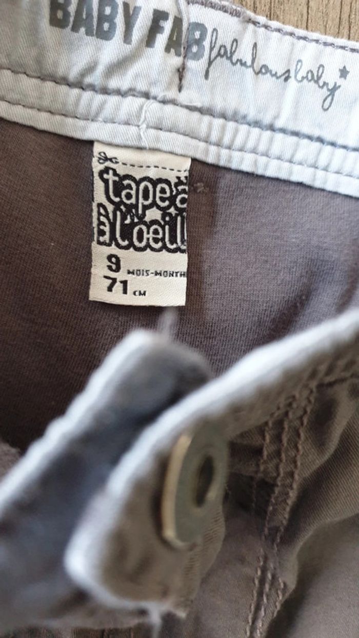 Pantalon gris, doublure intérieure coton, taille 9 mois, Tape-à-l'œil - photo numéro 2