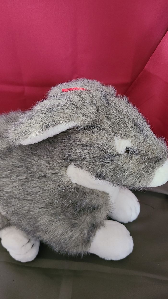 peluche lapin gris blanc eluz - photo numéro 2