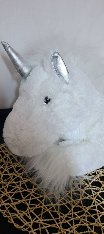 doudou licorne blanche , argenté