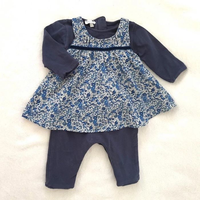 Combi-robe marine fleurs bébé fille 3 Mois Absorba