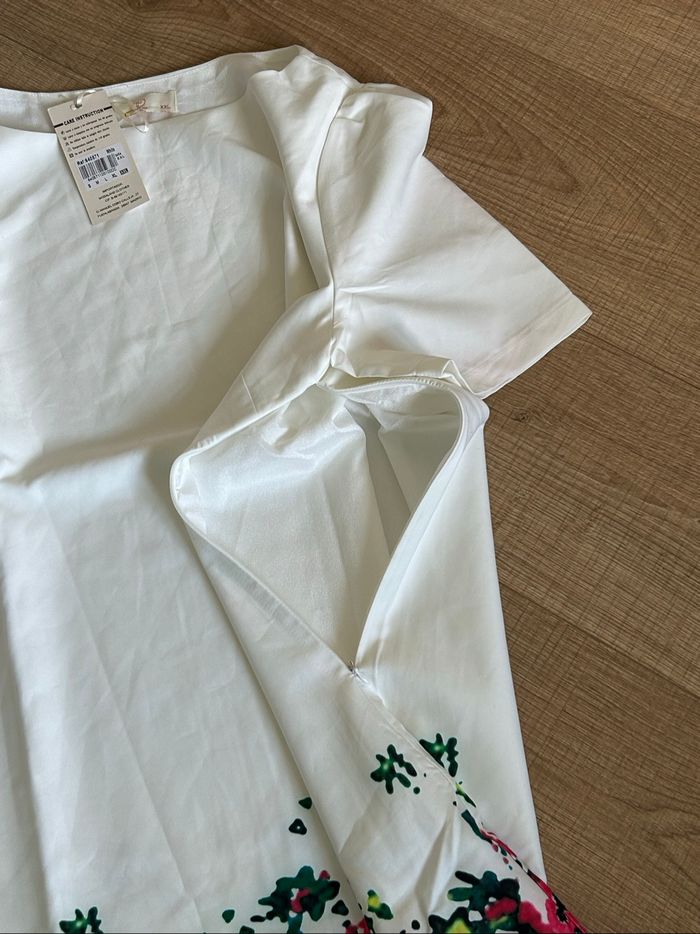 Robe blanche et fleurie neuve à manches courtes Modaland taille XXL - photo numéro 8