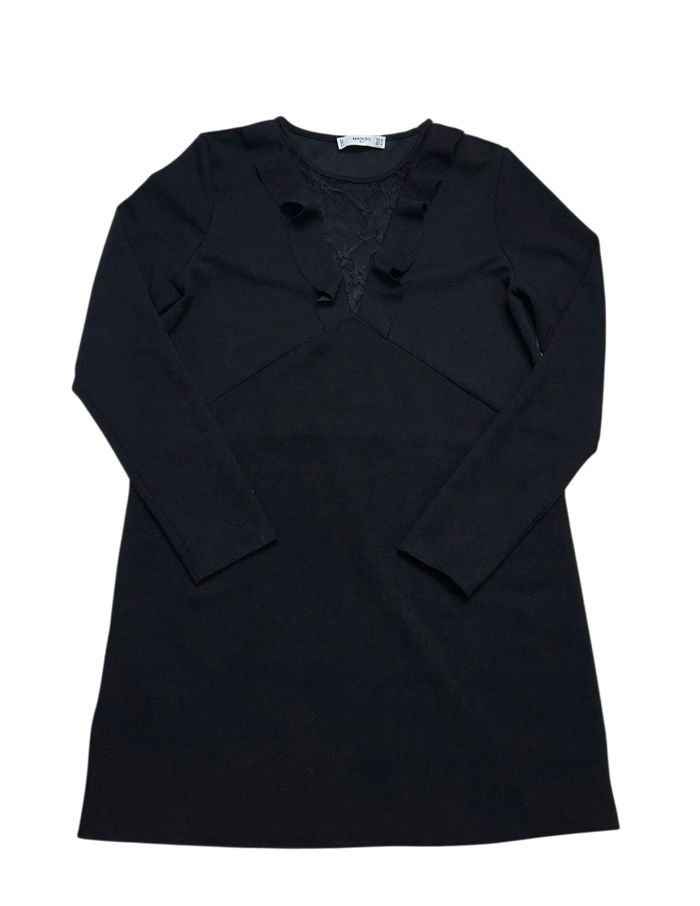 Robe Mango taille M noir en très bon état dentelle et froufrou