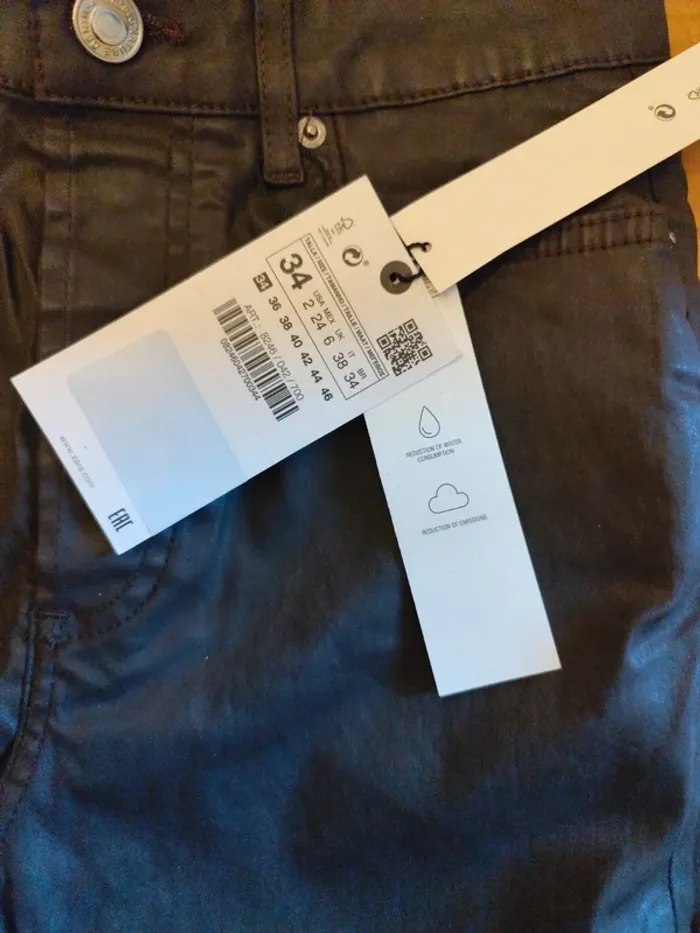 Jean flare Zara marron foncé enduit 5 poches 34 neuf - photo numéro 4