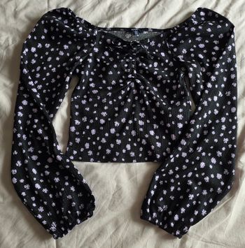 ​KIABI Top Noir à Pois Violet Manches Longues Taille S