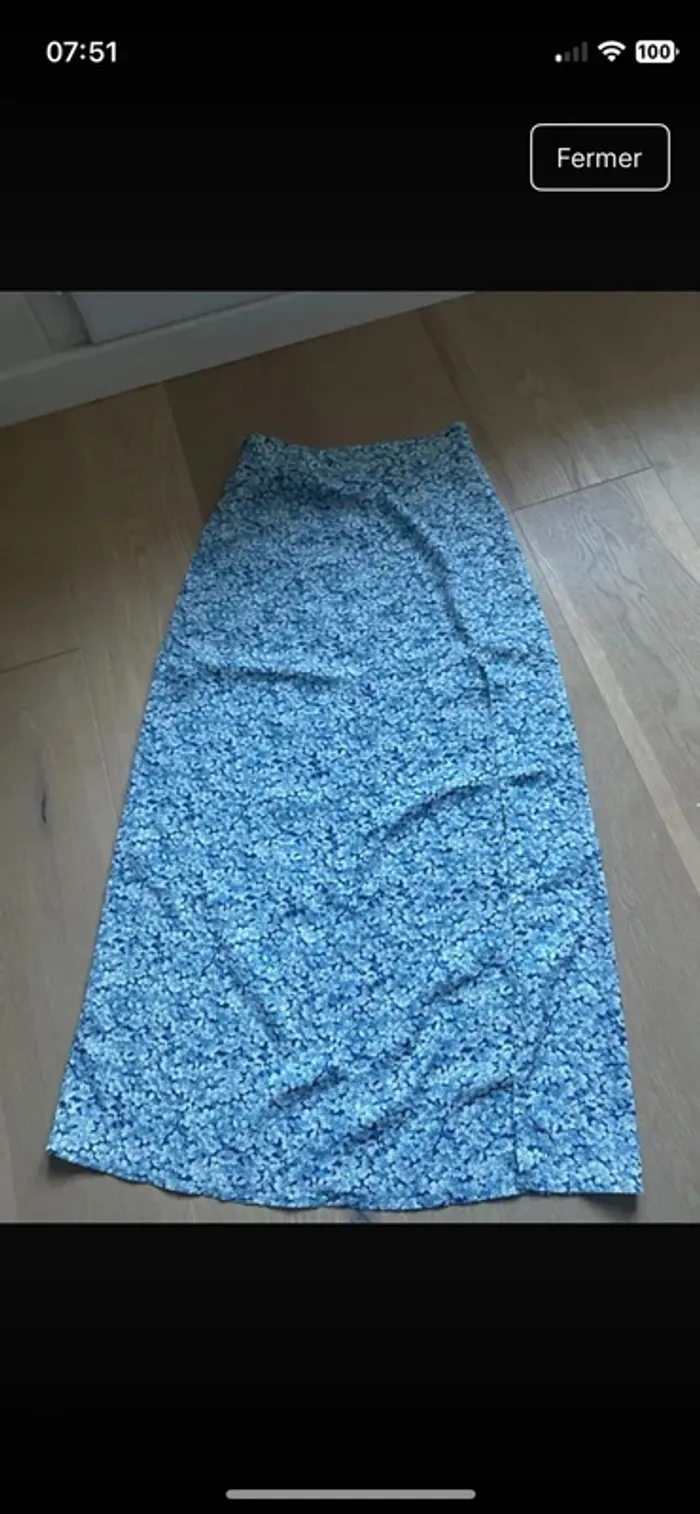 Jupe longue fleurie/ à fleurs XS/ 34 bleu/blanc SHEIN