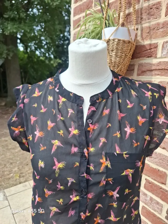 Haut femme M motif oiseaux - photo numéro 2