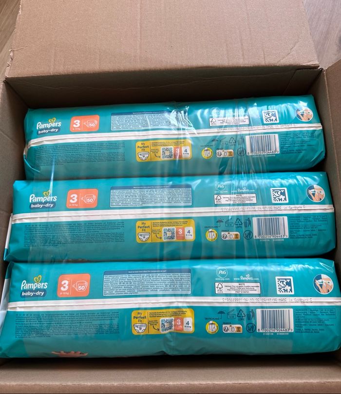 3 paquets pampers baby dry taille 3
