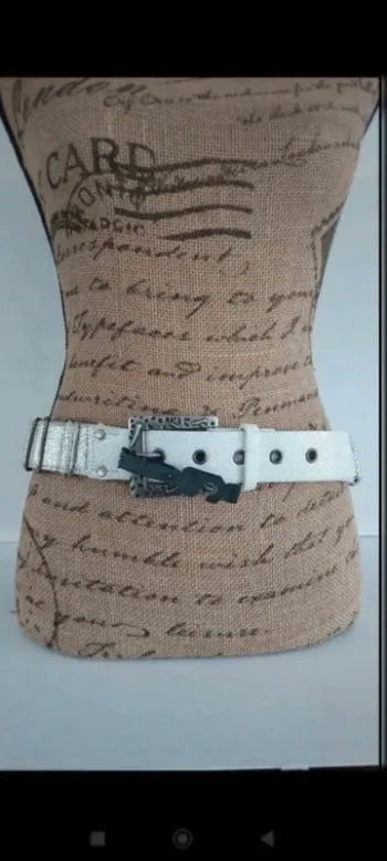 Ceinture effet craquelé blanche et argenté femme 85 cm