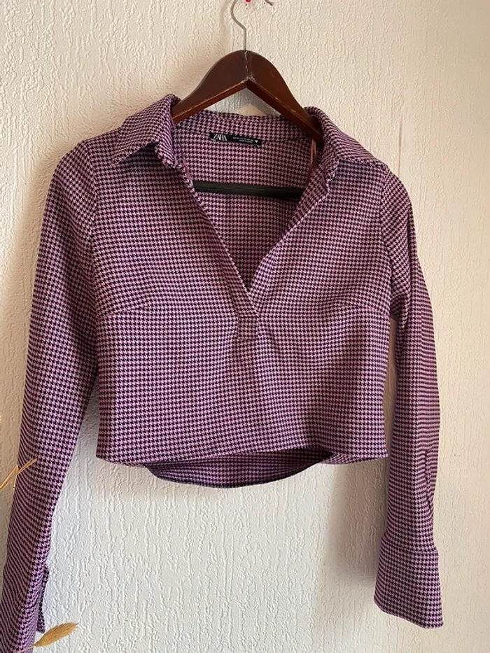 Top anche longue Zara violet et noir taille m 38 - photo numéro 3