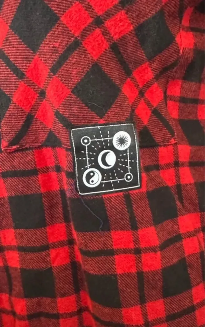 Chemise à carreaux rouge femme M - photo numéro 3