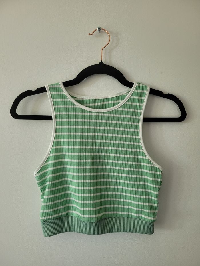 Crop top rayé vert & blanc Shein - Taille S - Style Y2K tendance