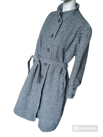 Manteau coat laine wool automne hiver vintage retro rayures