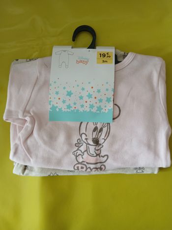 lot 2 pyjamas fille en coton minnie disney 60 cm 3 mois
