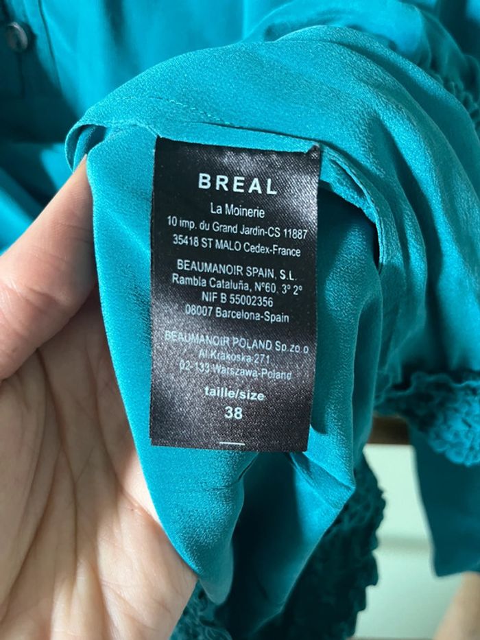 Blouse Bréal bleu turquoise - Taille 38 - photo numéro 3