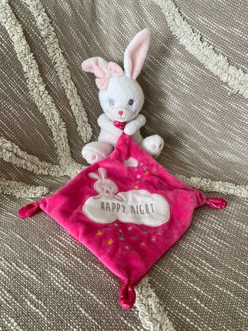 Peluche doudou mouchoir simba toys lapin blanc et rose très bon état