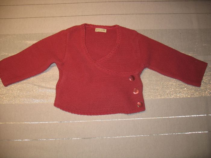 PULL CACHE CŒUR ROSE FONCÉ BÉBÉ FILLE "GRAIN DE BLÉ" - 9 MOIS - n°01 - photo numéro 2