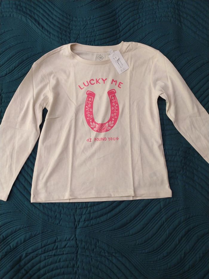 T-shirt crème tex 7-8 ans neuf - photo numéro 2