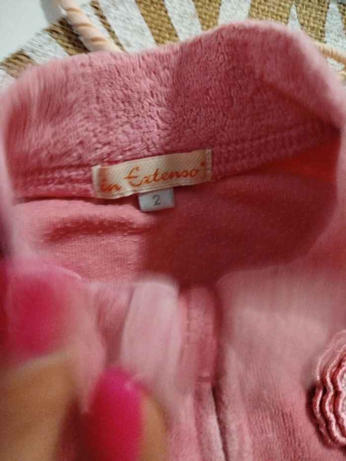 Gilet zippé velours rose fille 2 ans - photo numéro 3