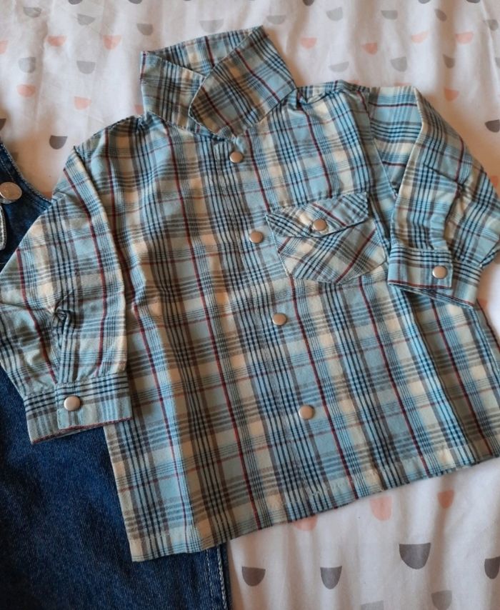 Ensemble salopette et chemise Kimbaloo 6M - photo numéro 3