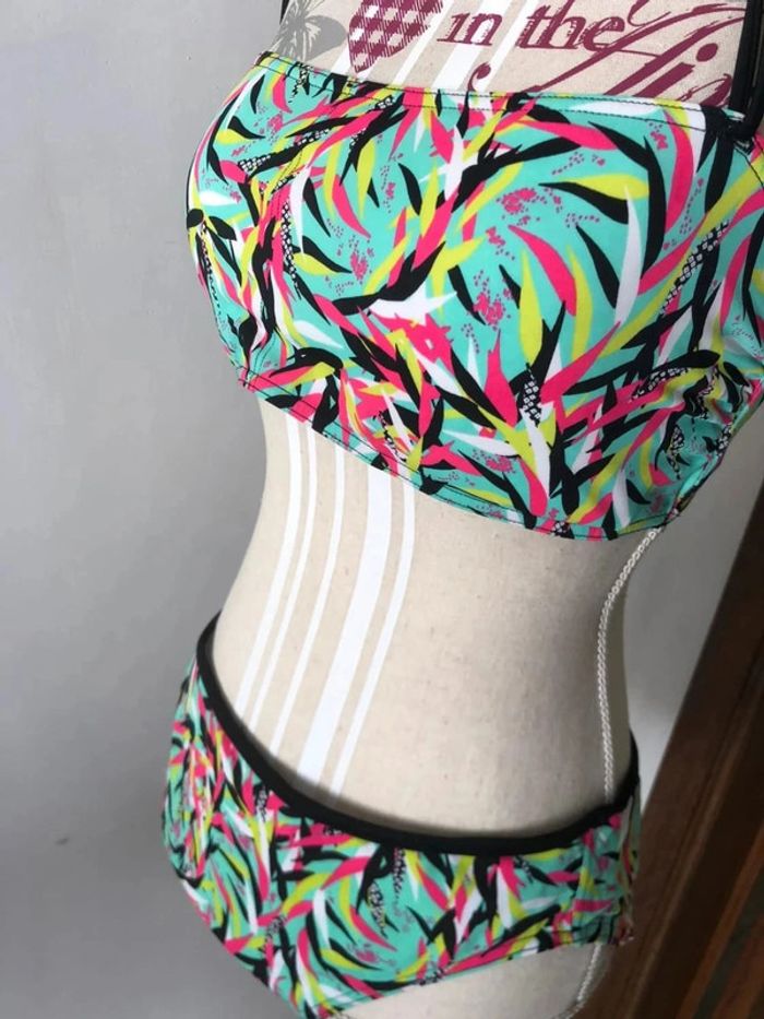 Sublime bikini olaian taille 46 95 D fR motifs feuilles multicolores très bon état - photo numéro 7