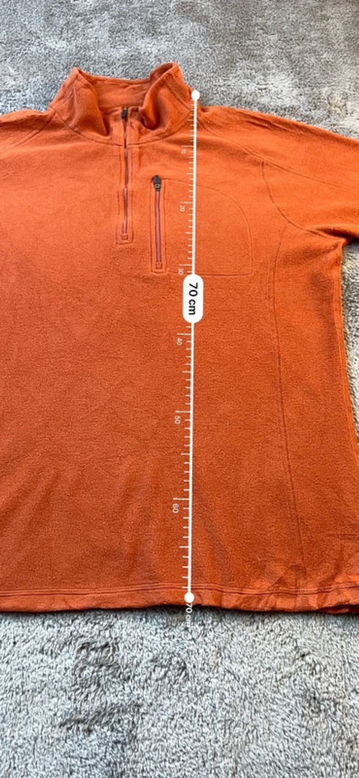 L.L. Bean Pull Polaire Zippé Col Montant Orange – Taille M - photo numéro 3