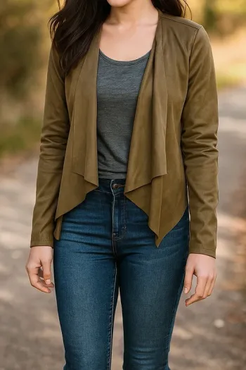 🤍 Veste blazer en suédine kaki Pimkie Taille M 🤍