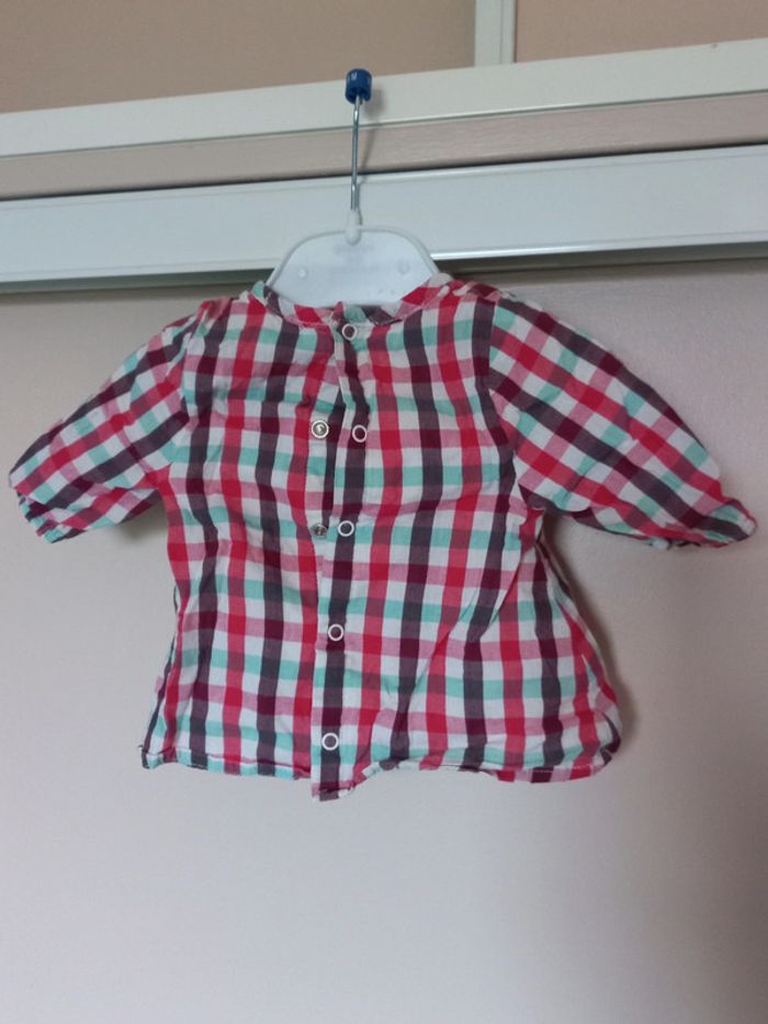 Blouse manches 3/4 à carreaux kitchoun 1 mois - photo numéro 3