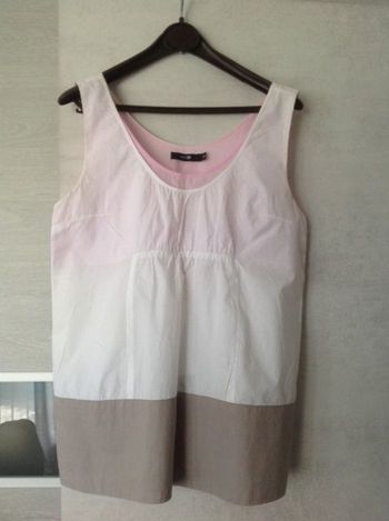 Blouse / top / haut blanc/gris Autre Ton Monoprix T.38