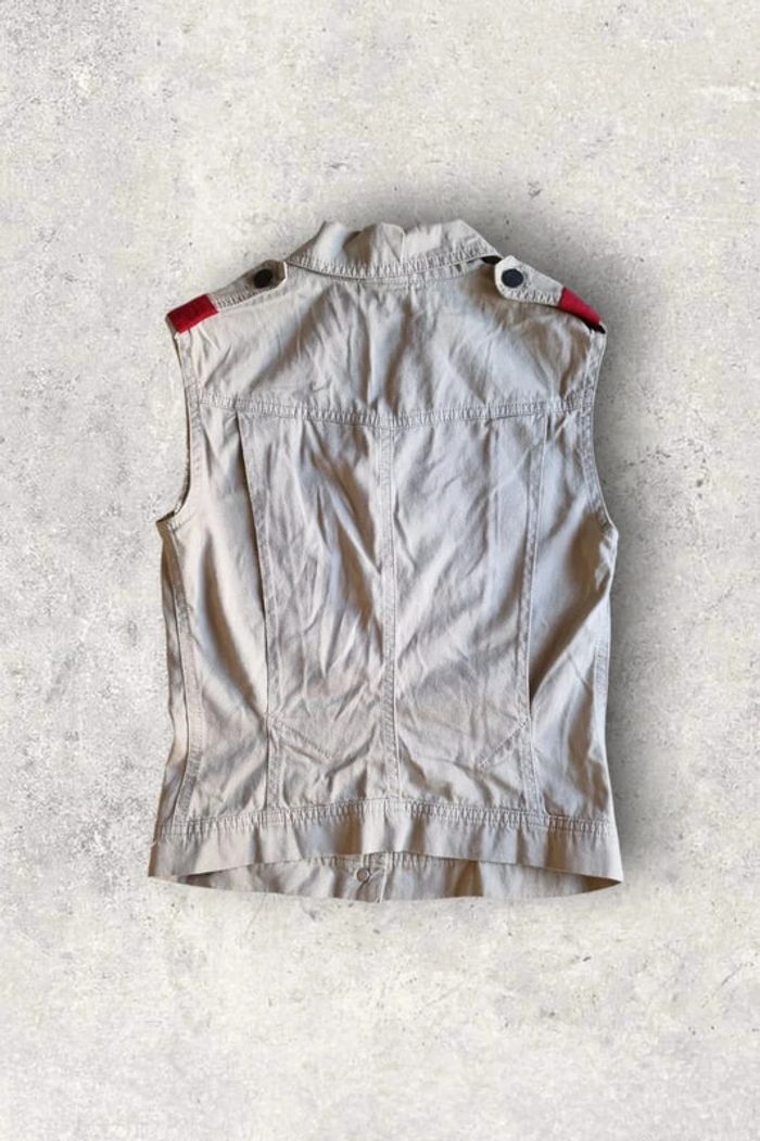 Veste en cotn sans manche Plein Sud esprit militaire beige taille 36 - photo numéro 2