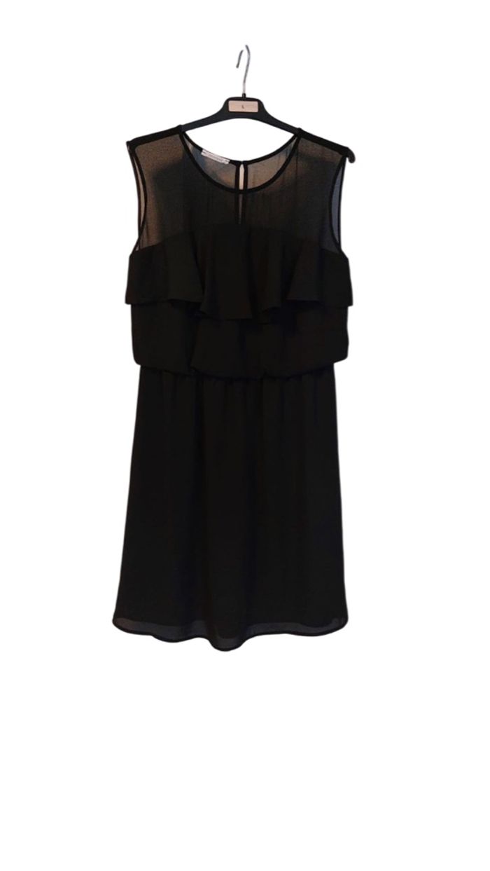 Robe noire Promod fluide à volants et empiècement transparent ✨taille M - photo numéro 2