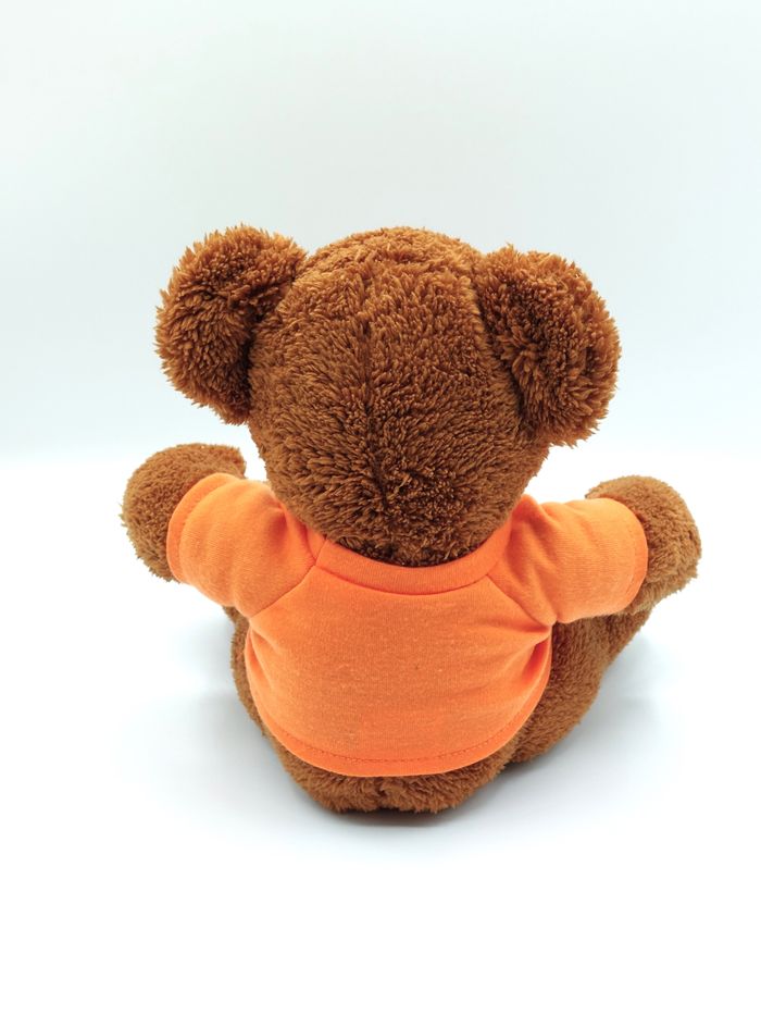 Peluche doudou ours marron zoo refuge la Tanière Minifeet tee-shirt orange 20 cm - photo numéro 3