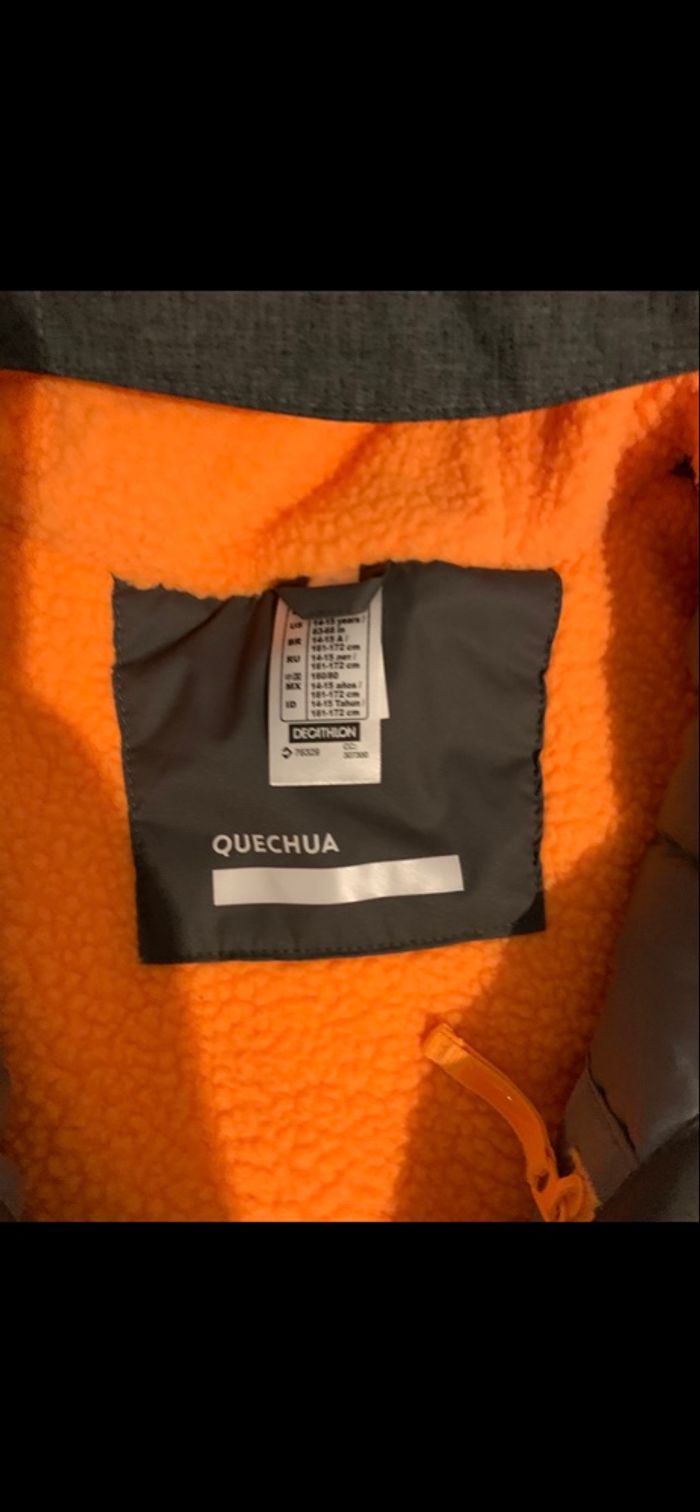 Manteau style doudoune imperméable vert kaki et orange comme neuf - photo numéro 2