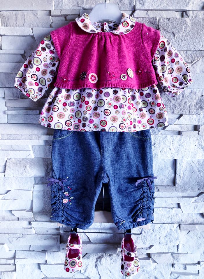 CATIMINI - ENSEMBLE 6/7P BÉBÉ FILLE MOTIF FORMES GÉOMÉTRIQUES, BRODERIES & FANTAISIES 3M - photo numéro 4