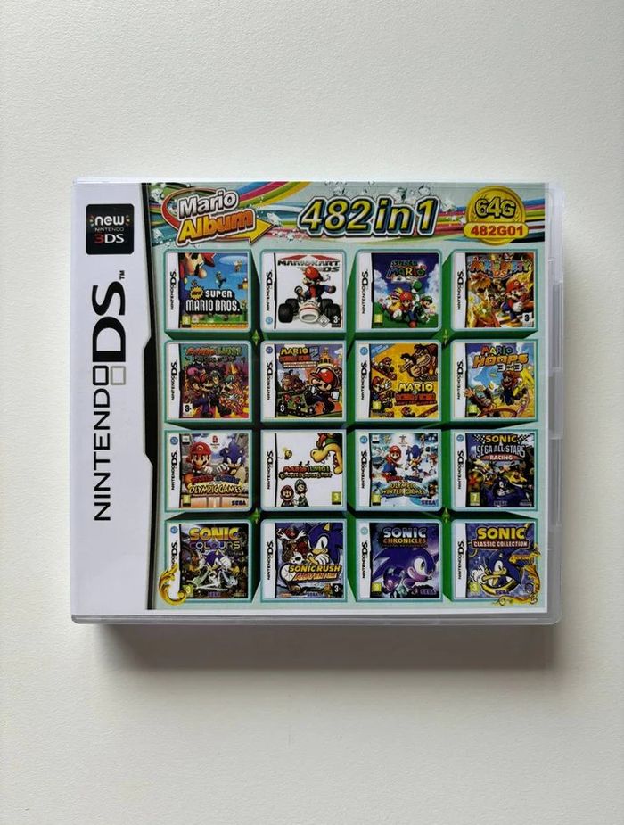 Cartouche de jeu 3DS Mario - 482 en 1 - Multi-plateforme - Supporte NDS/NDSi/3DS - Version en boîte