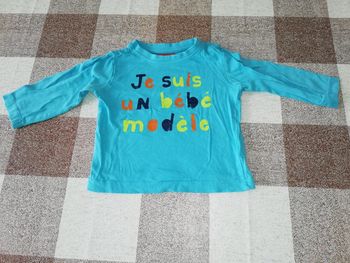 Tee shirt 12 mois manches longues bleu tissaia