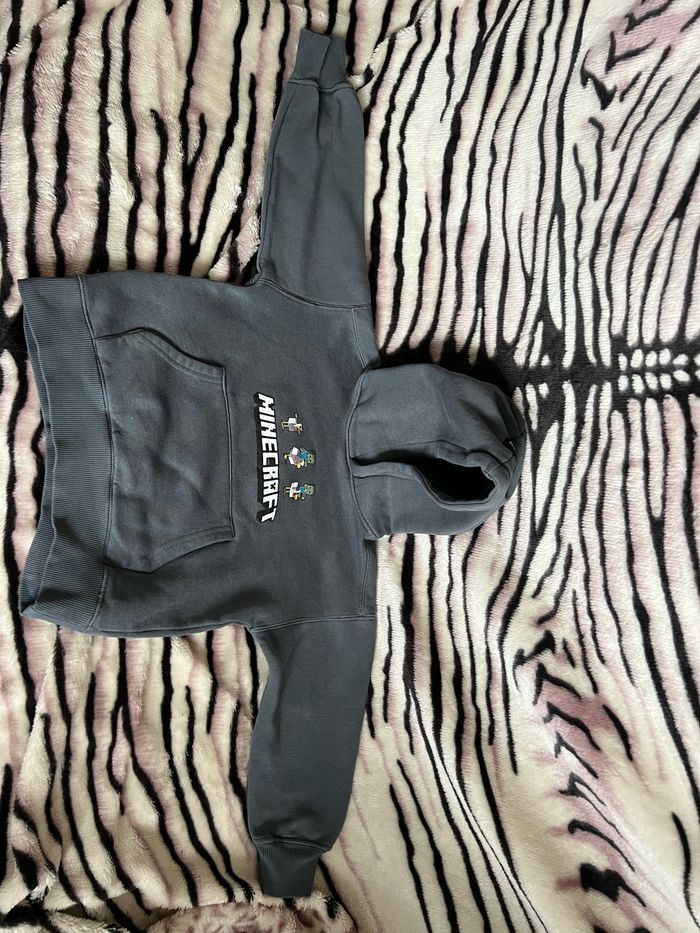 Sweat à capuche Minecraft Zara – 6/7 ans – Gris anthracite
