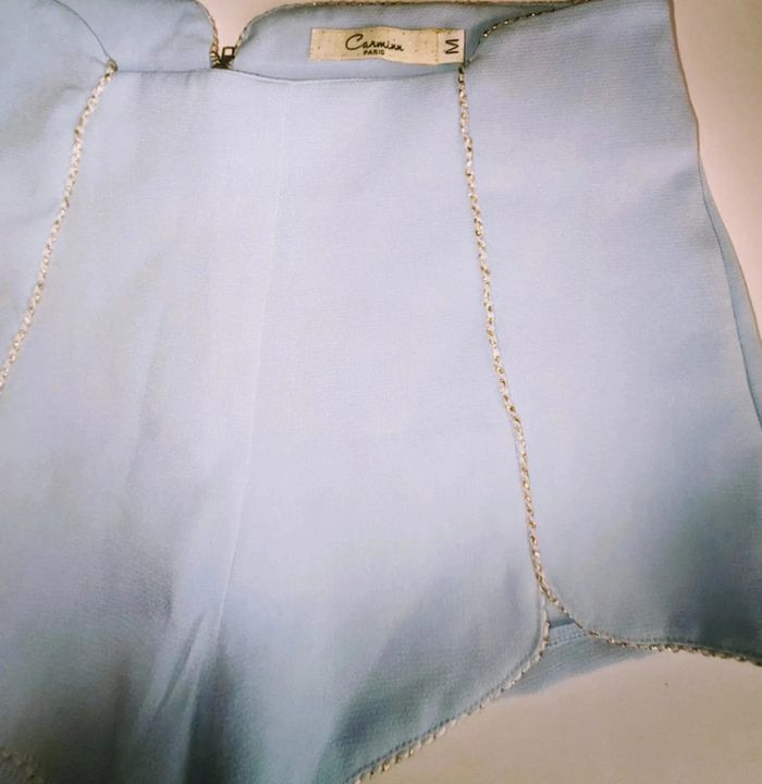 Short de sexy chic confortable summer femme bleu ciel avec liseré fil doré t m 38 - photo numéro 5