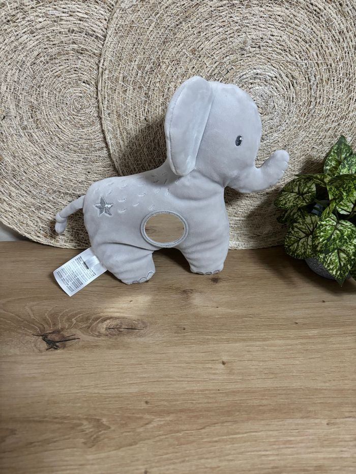 Doudou éléphant gris boule miroir mots d’enfants - photo numéro 2