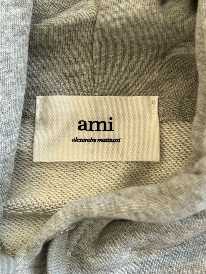 Sweat-shirt pull à capuche gris AMI Paris - Taille M - photo numéro 5