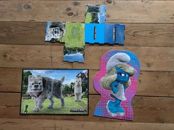 2 puzzles 1 minecraft et 1 schtroumpfette