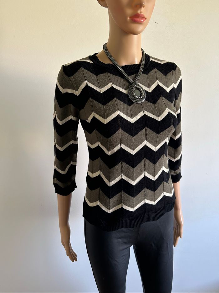 Pull court rayé Drôle de Copine taille S/M TBE - photo numéro 2