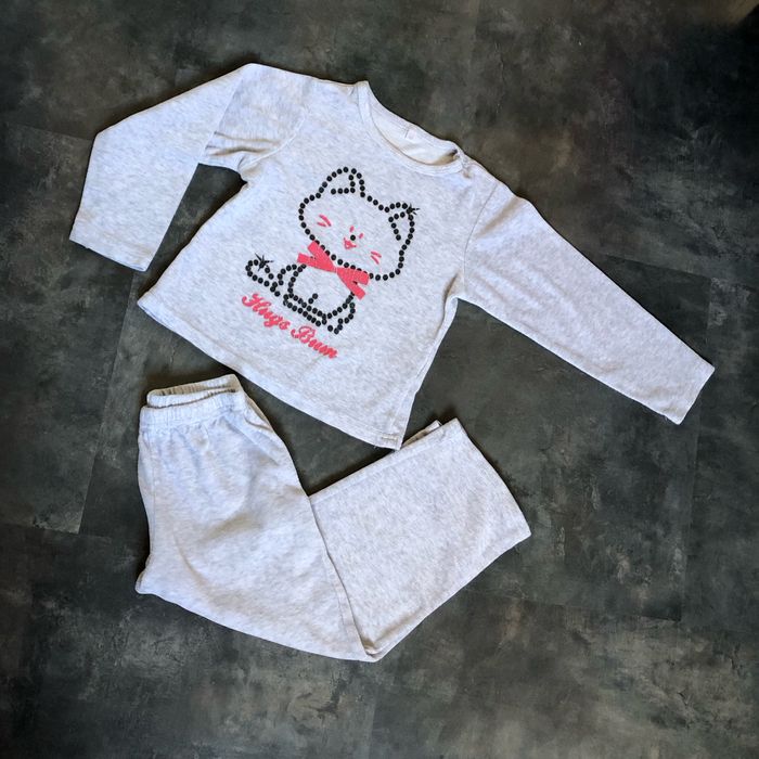 Pyjama chat velours gris 4 ans
