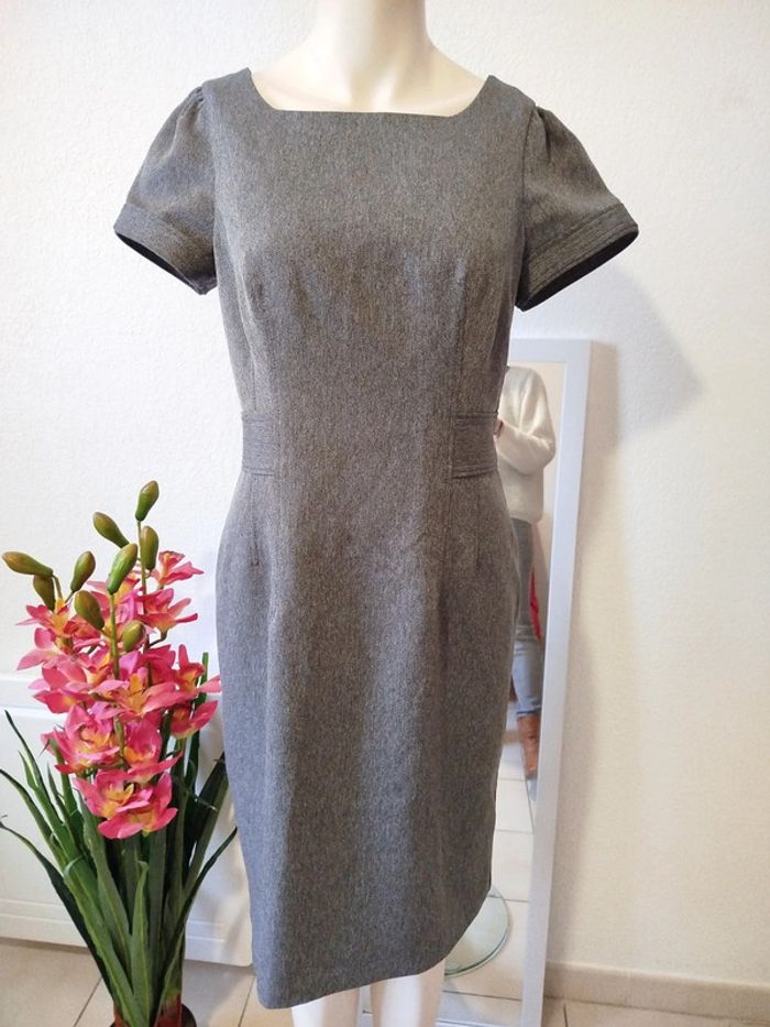 Robe cintrée gris chiné classique - photo numéro 2