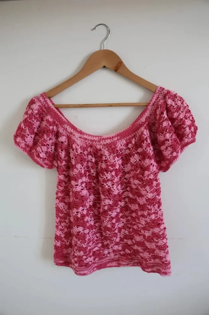 C38 Top Crochet rose Taille 38 - photo numéro 2