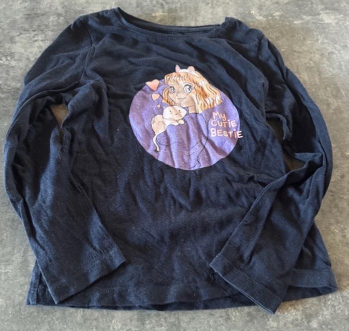 T-shirt longue manche noir Kiabi