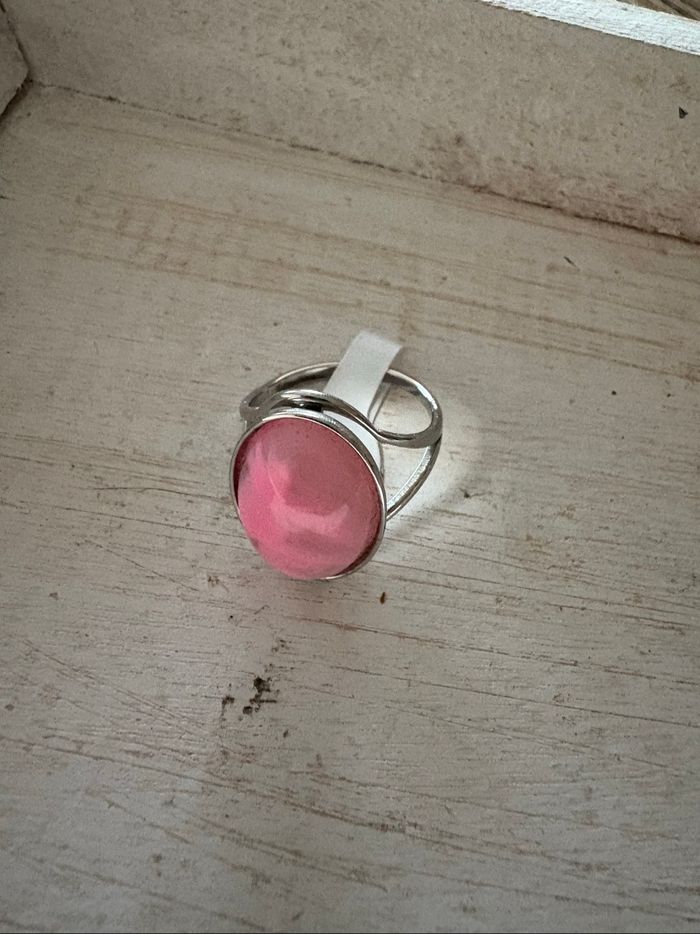 Bague argentée et rose T8 - photo numéro 4