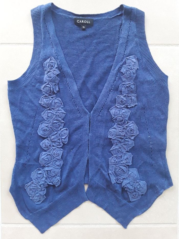 Gilet sans manches bleu marine printemps/été CAROLL 36 TBE