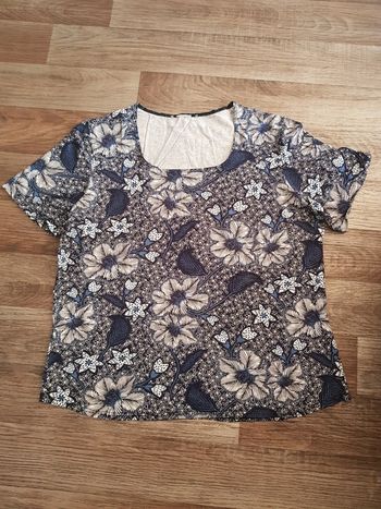 Tee-shirt ample fleurs bleues T.3